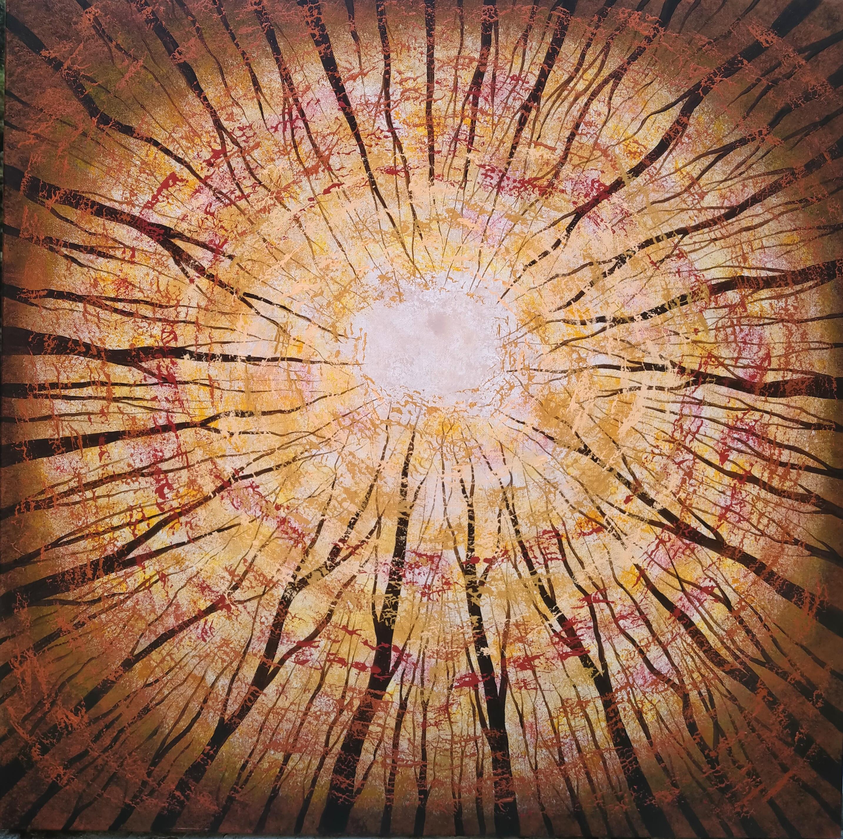 The Forest Holds the Sun, original painting, contemporary painting, floral
