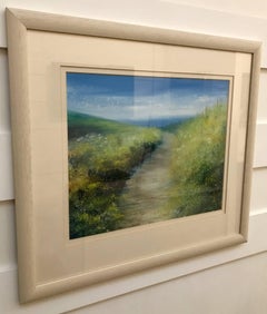 British Landscape Painting of Coastal Summer Path by Cornwall Seascape Artist UK