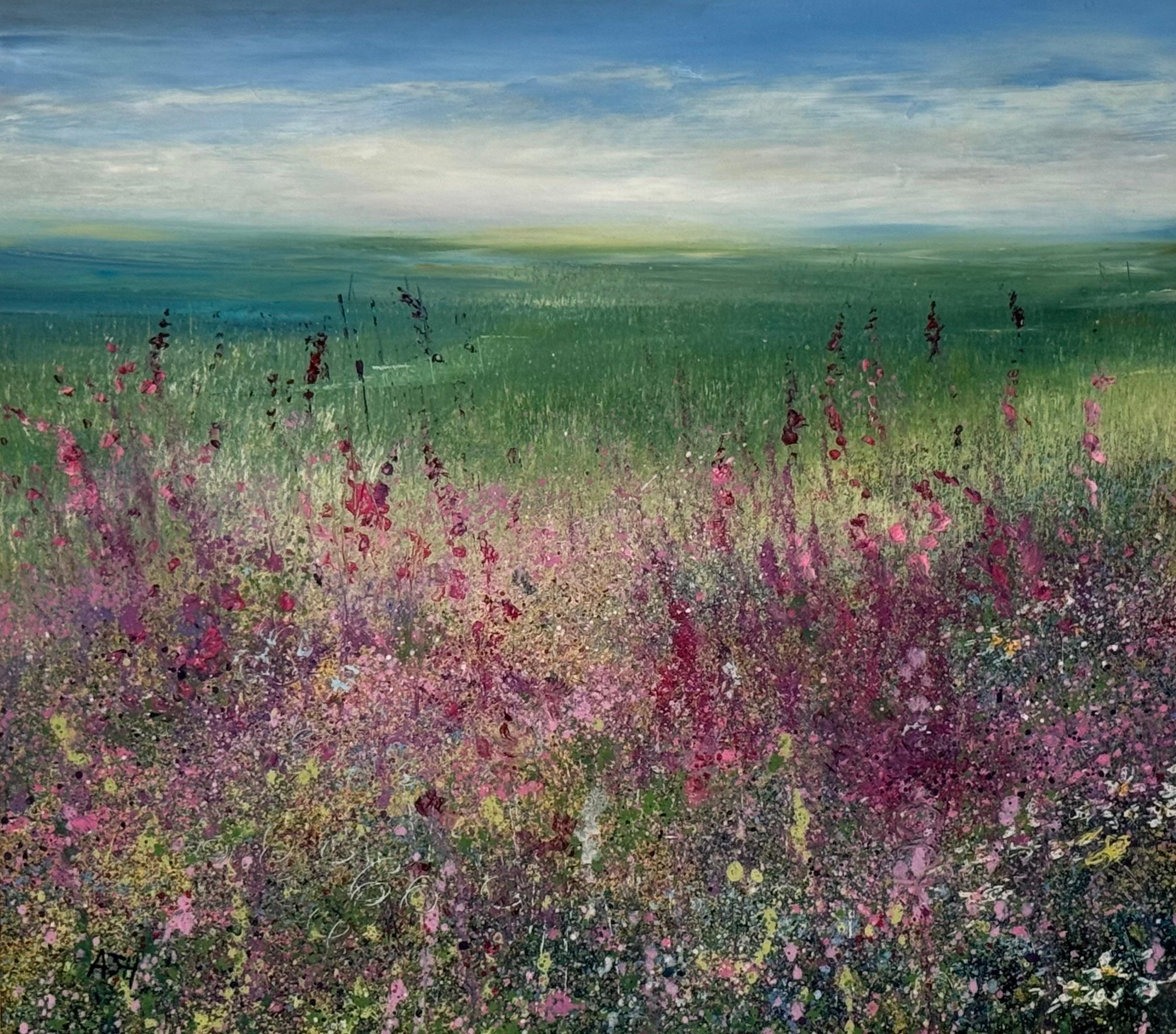 Feld mit Fingerhüten in der britischen Sommerlandschaft von einem zeitgenössischen Künstler im Angebot 9