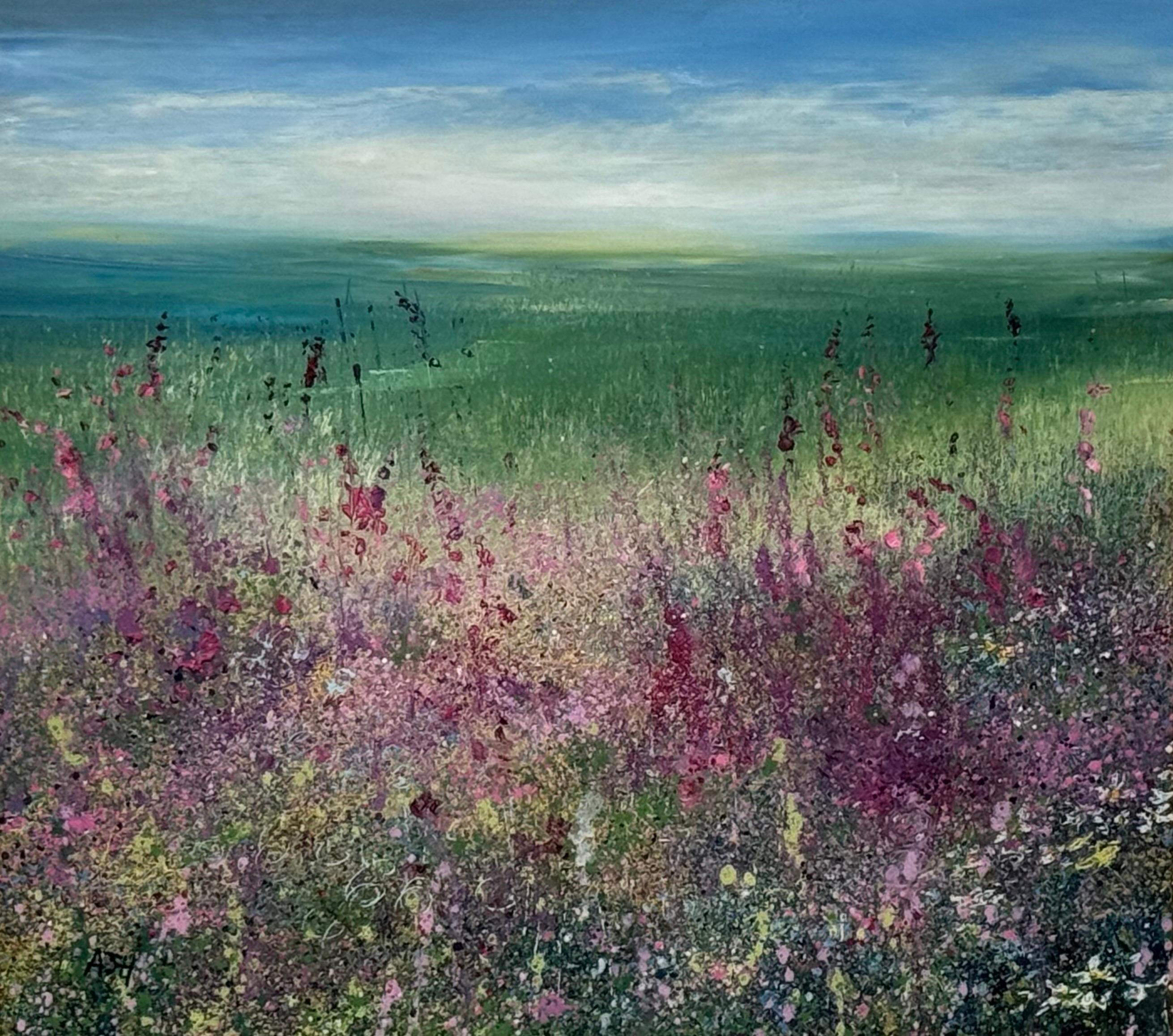 Feld mit Fingerhüten in der britischen Sommerlandschaft von einem zeitgenössischen Künstler im Angebot 13