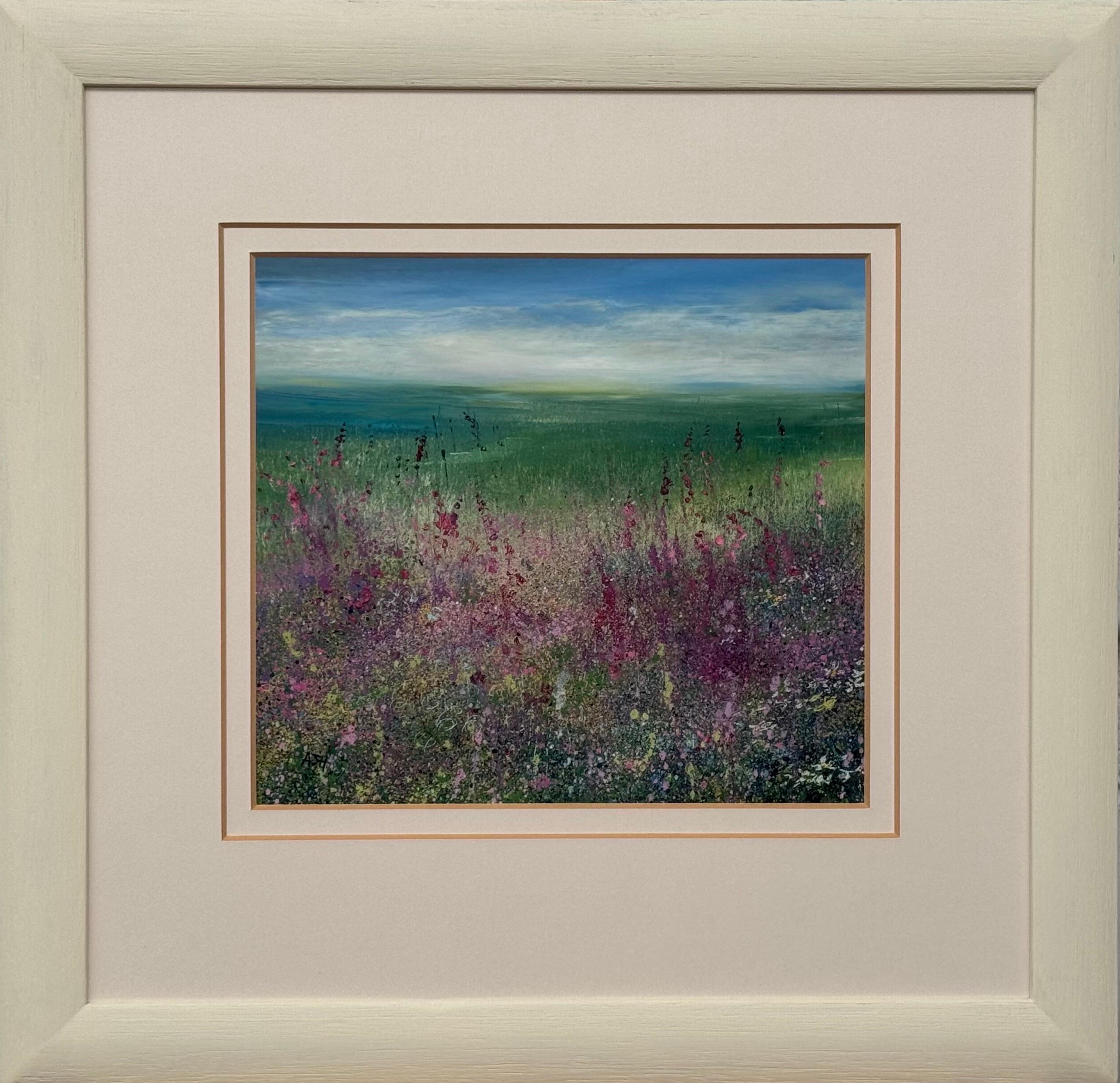 Amanda Hoskin Abstract Painting – Feld mit Fingerhüten in der britischen Sommerlandschaft von einem zeitgenössischen Künstler