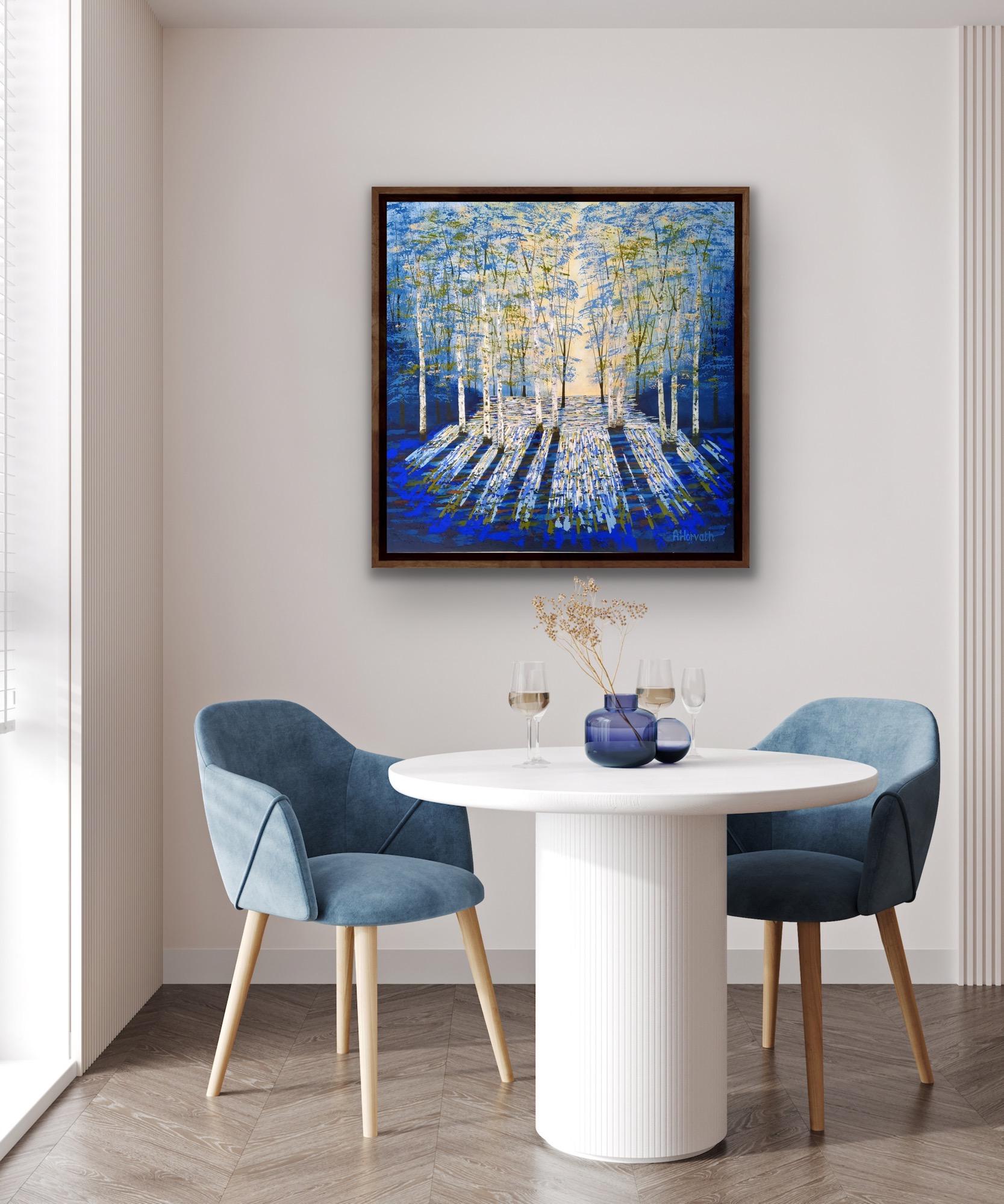 Golden Evening Blue & Golden Evening Light III, Diptychon, Original, Waldgebiet im Angebot 4
