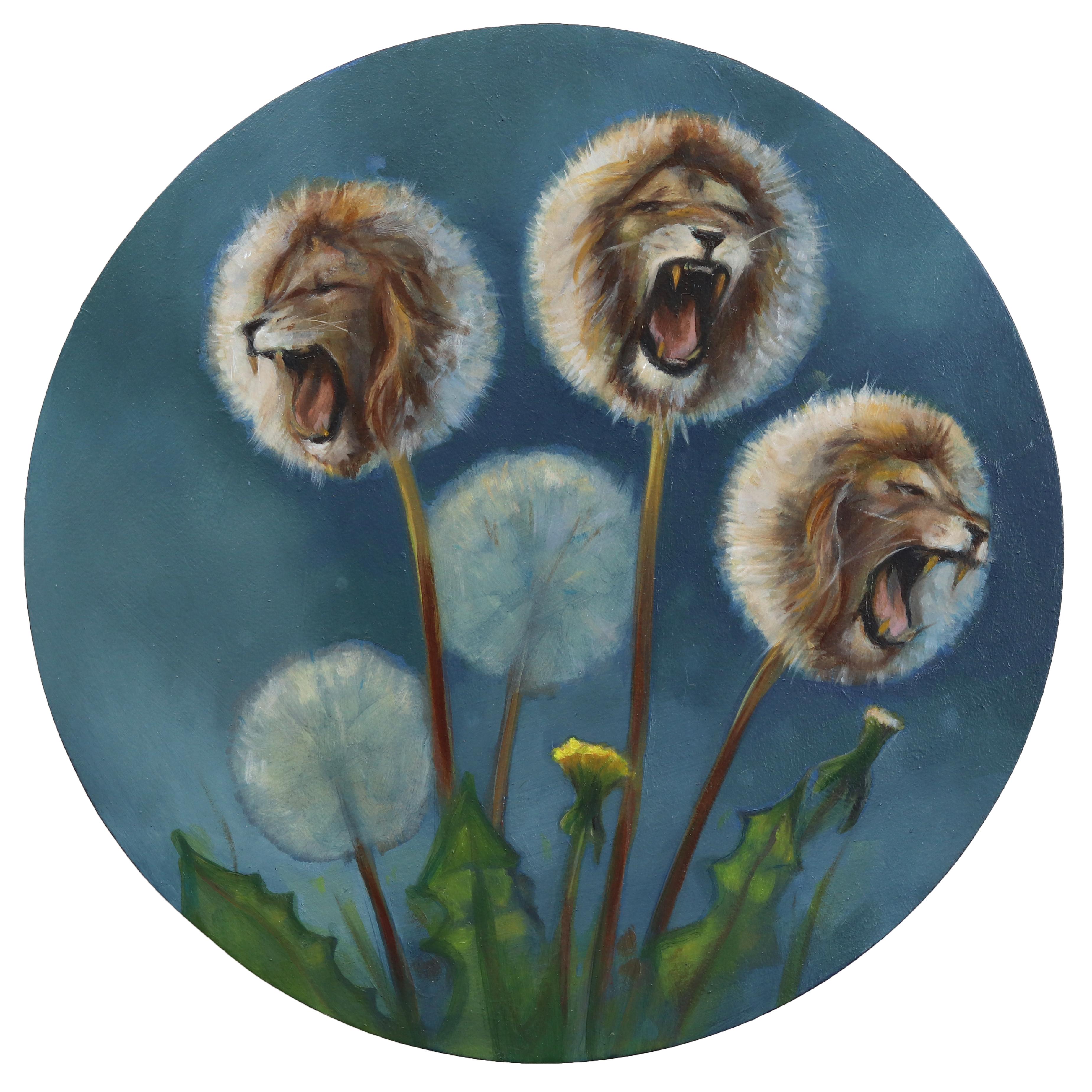 Amanda Immurs Animal Painting - A Couple Weeds Never Hurt Anyone - Abstract Figurative Surrealist Oil Painting