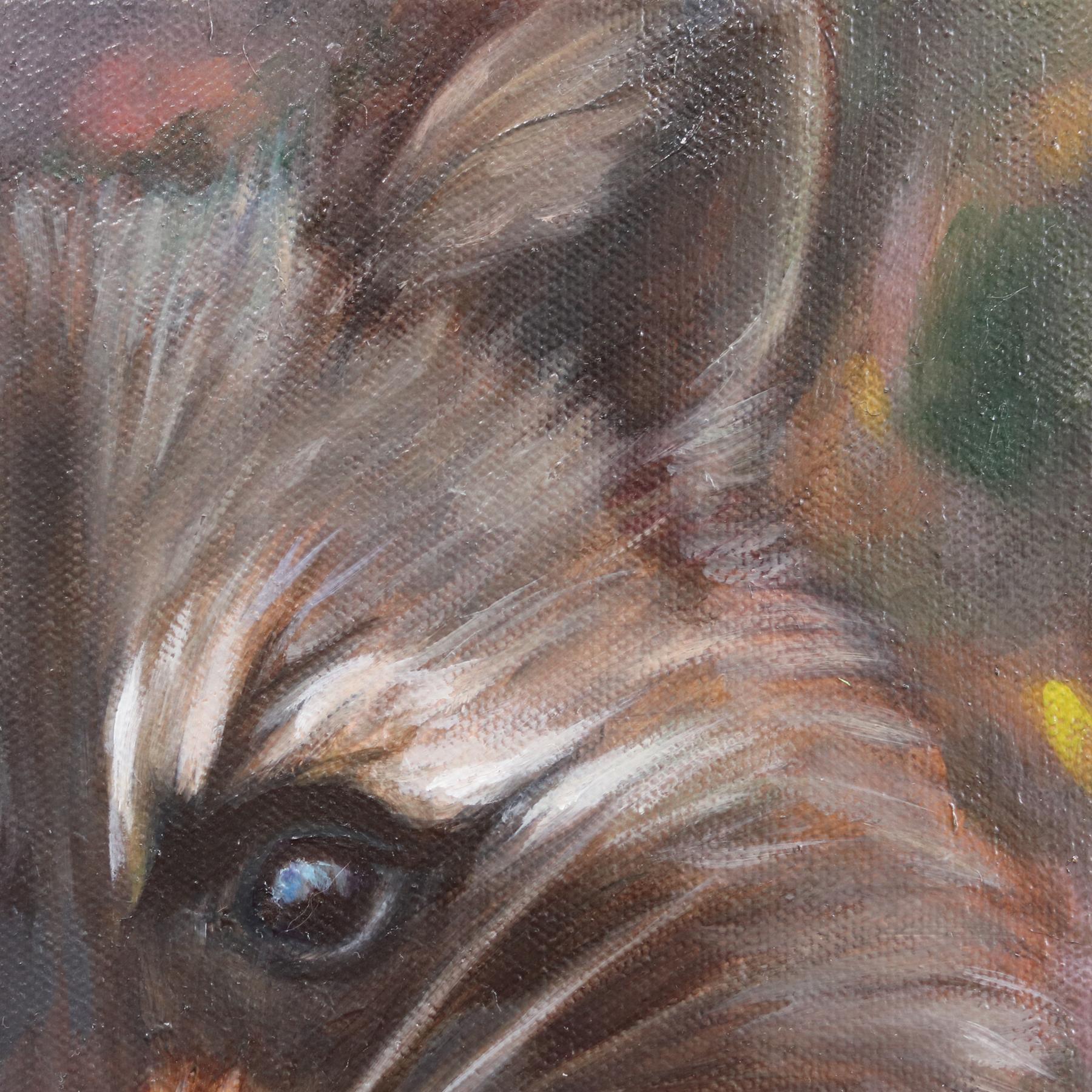 Longing to Belong - Figurative Surrealist Quirky Raccoon Portrait Oil Painting For Sale 2