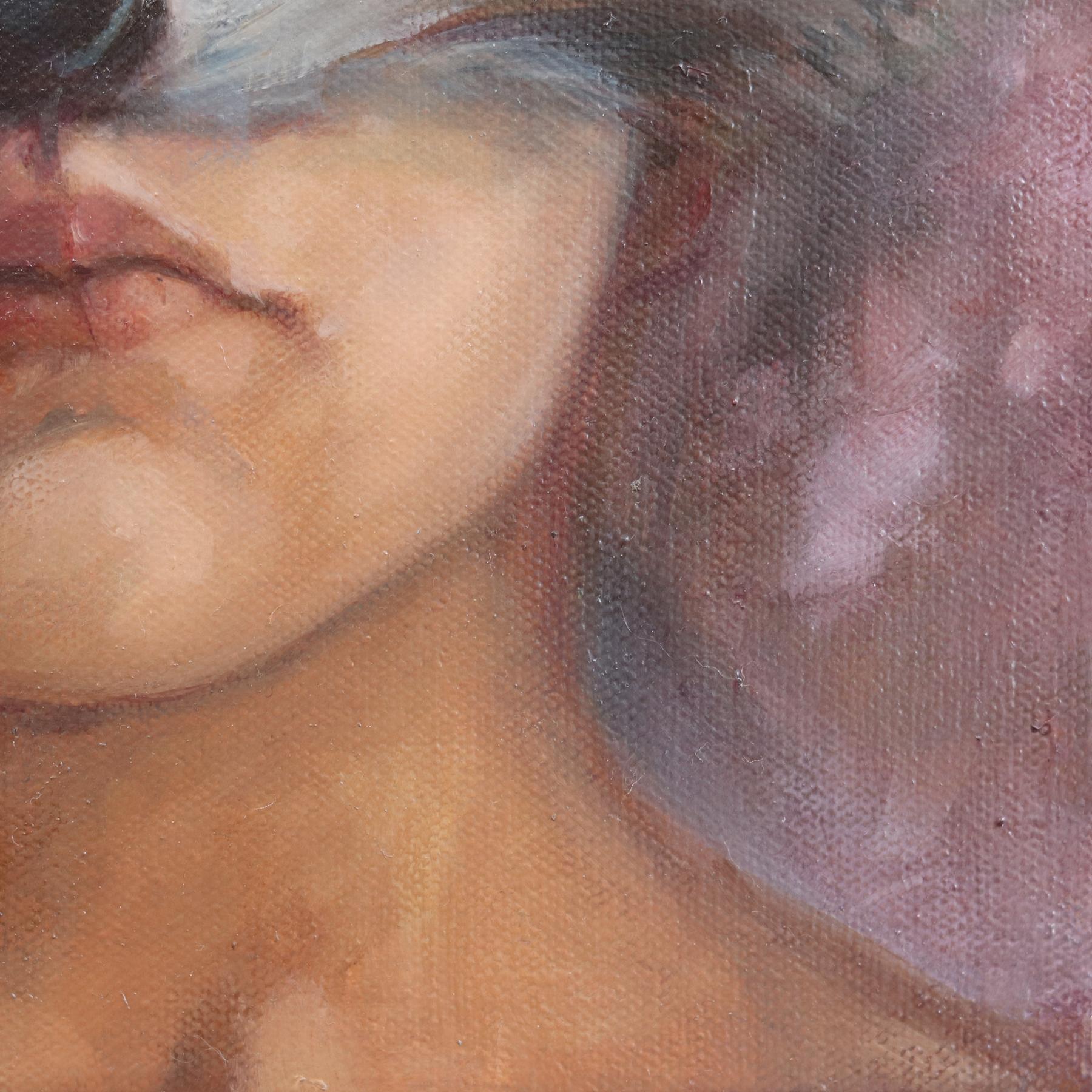 Longing to Belong - Figurative Surrealist Quirky Raccoon Portrait Oil Painting For Sale 5