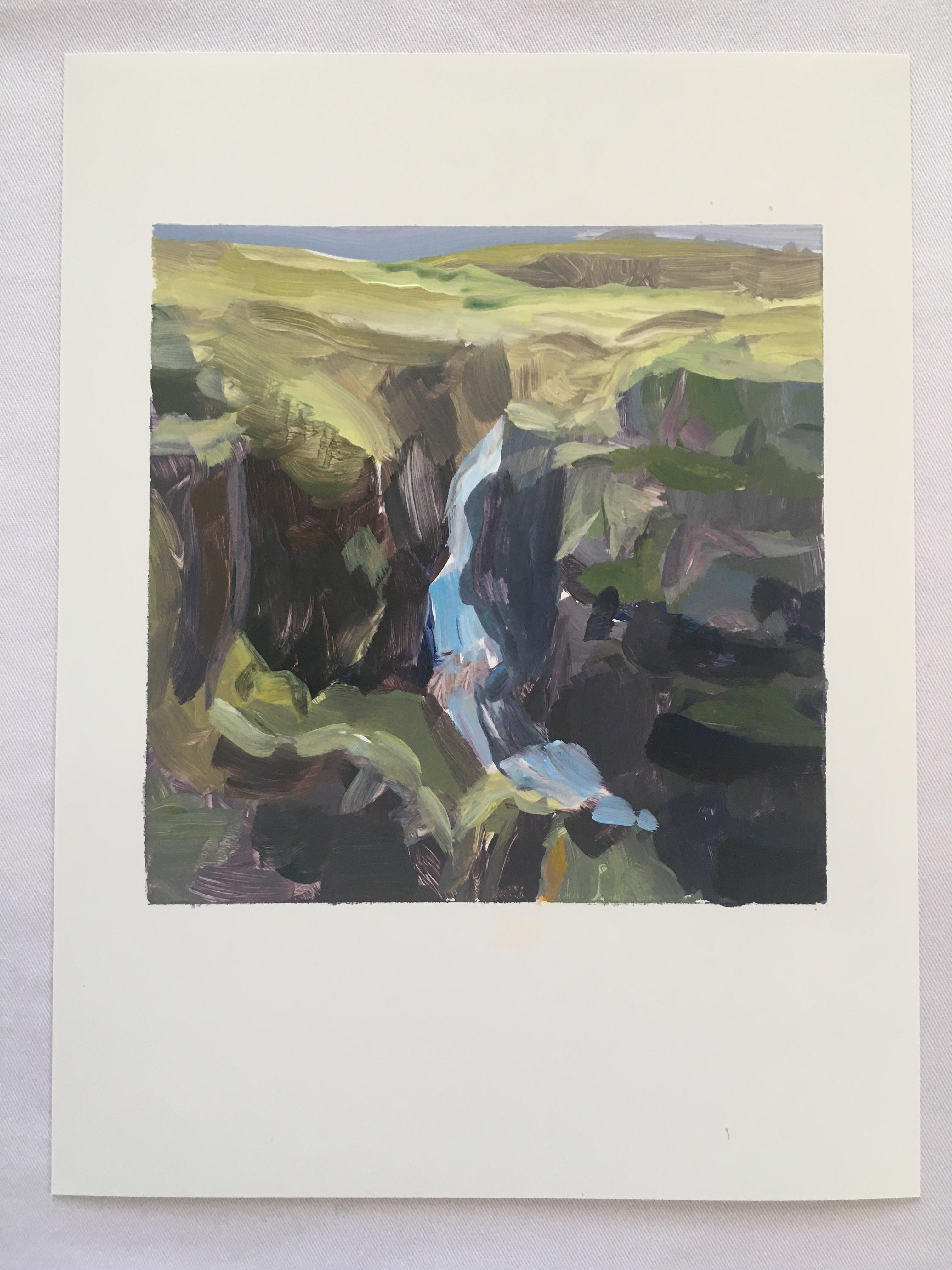 waterfall landscape painting