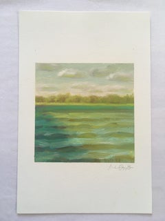 CHOCTAWHATCHEE BAY - Landscape Painting of Ocean, Trees, & Sky - Oil on Arches