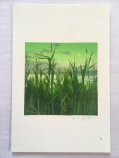 CHOCTAWHATCHEE BAY REEDS - Landscape Painting w/ Ocean & Sky - Background  Oil