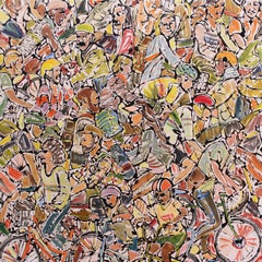 "Cyclists" - pattern - colorful - figurative - drip painting