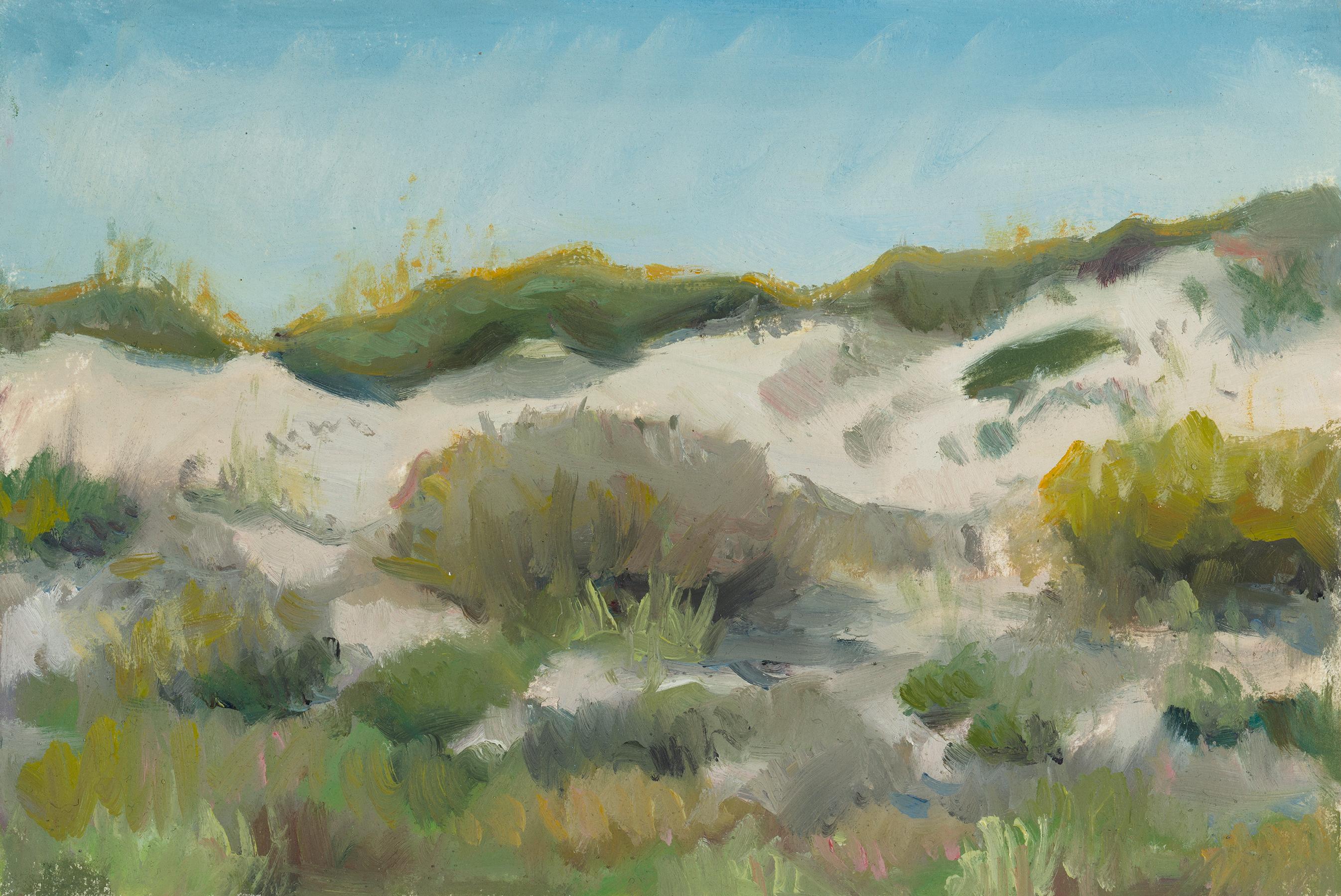 Dunes | Landscape Painting of Sand, Reeds, & Sky | Oil on Arches Oil Paper