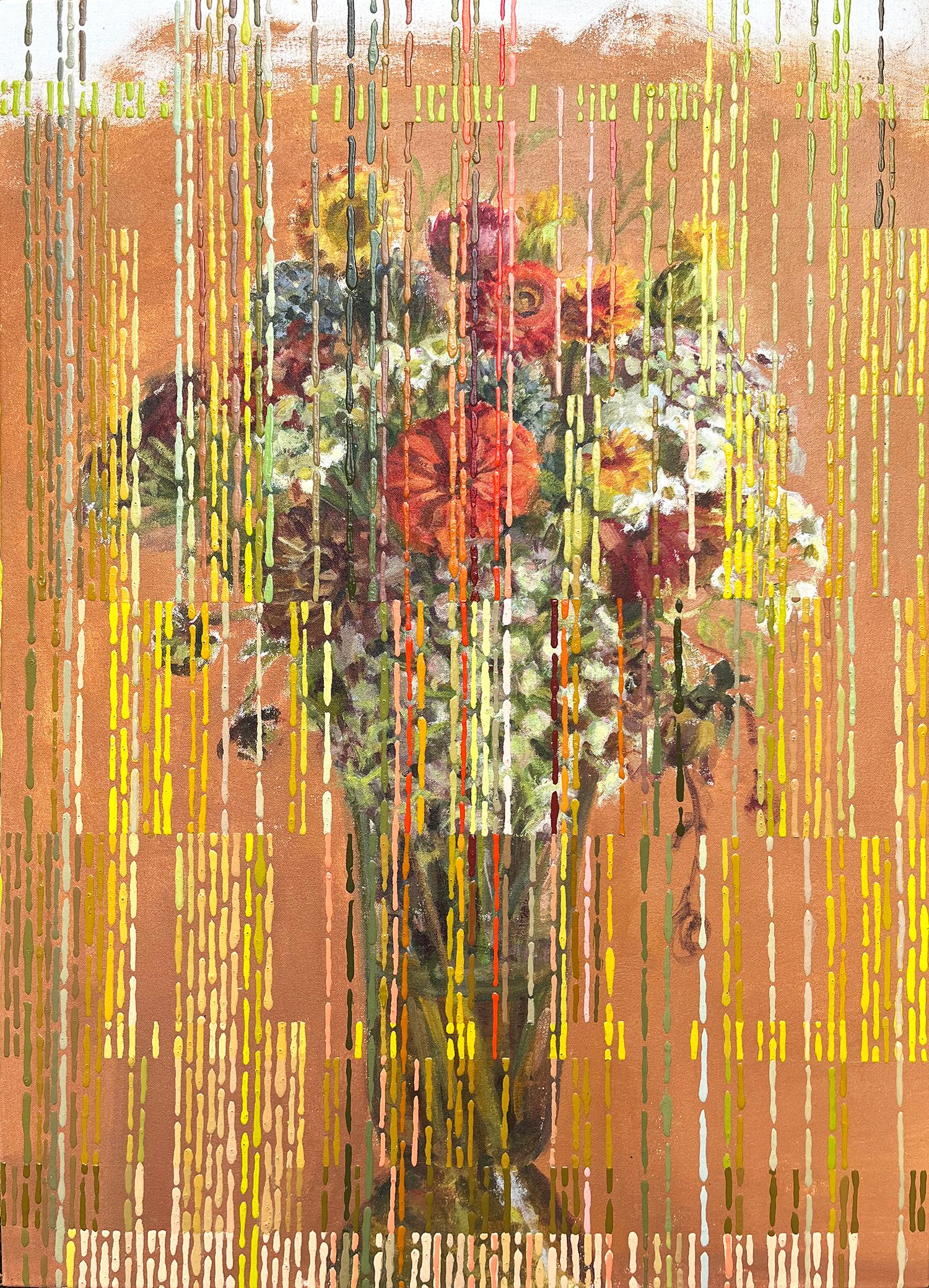 Figurative Painting Amanda Joy Brown - « Élaboré à la fleur » - motif - paysage abstrait - coloré - botanique