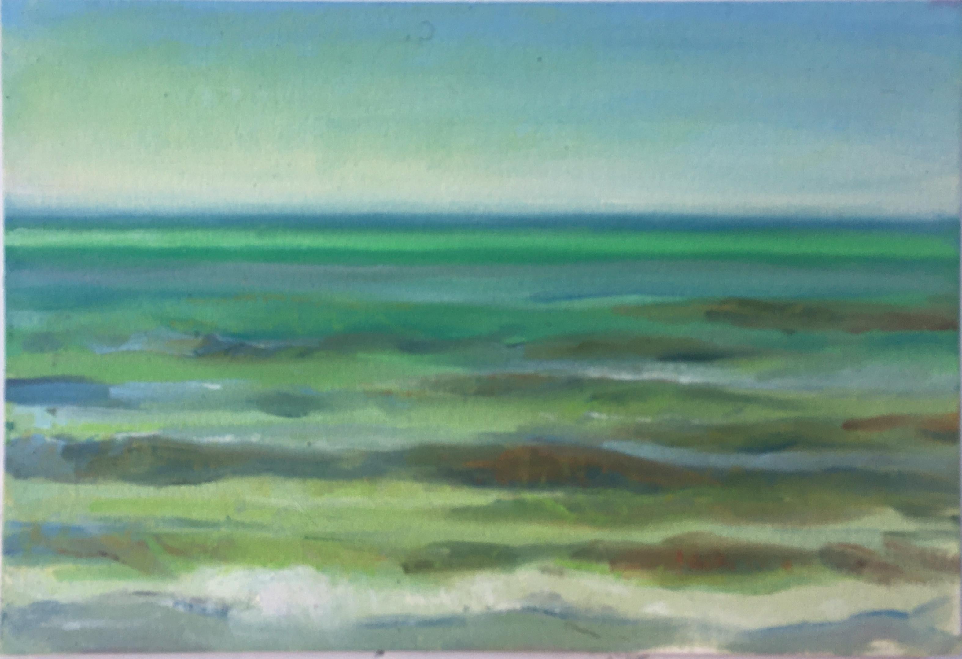 EMERALD COAST MORNING TIDE - Peinture de paysage de la mer et du ciel  Pétrole 