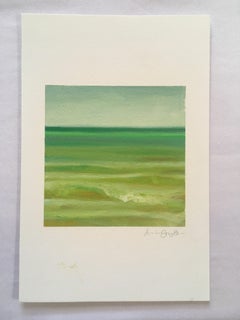 EMERALDO COAST - Phthalo Green, Yellow, and Blue Painting w/ Ocean and Sky