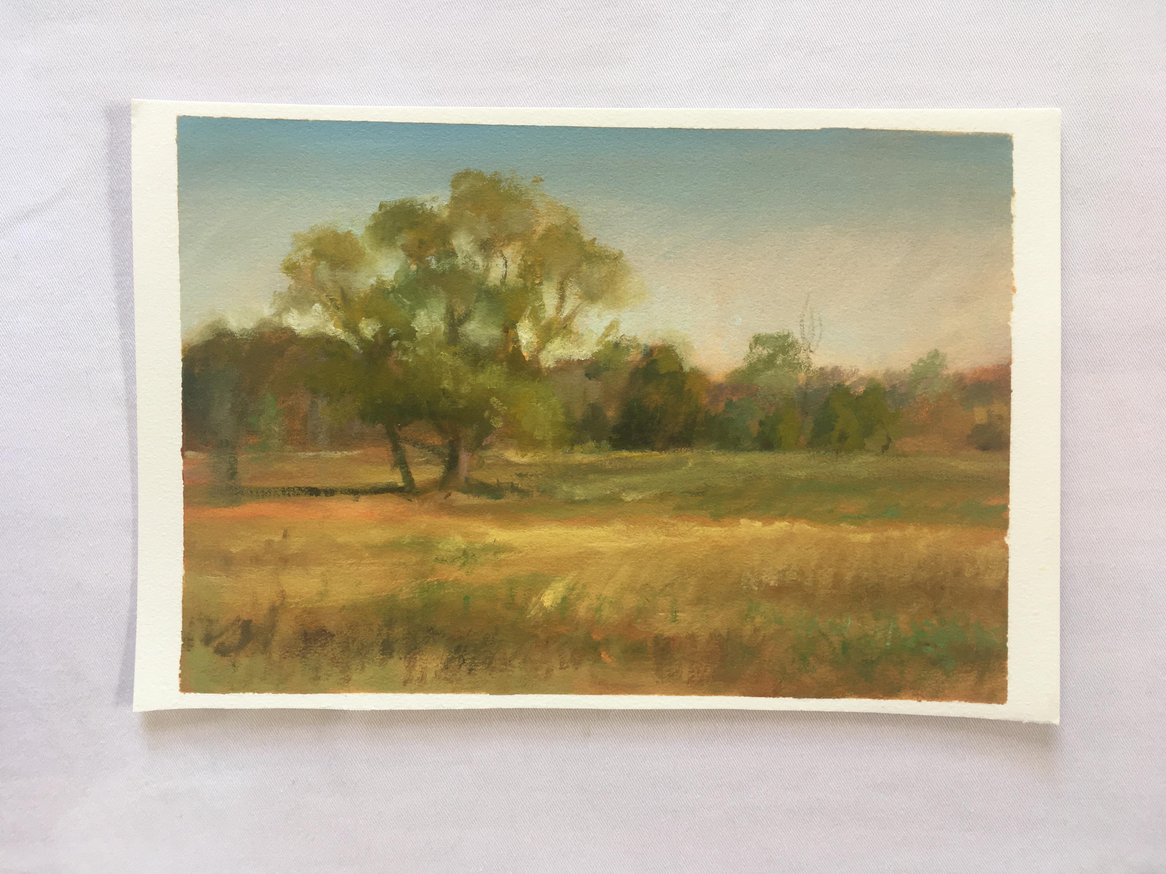 Fort Cornelia Airpark  Landscape Painting of Nashville Tennessee Field w/ Trees - Art by Amanda Joy Brown