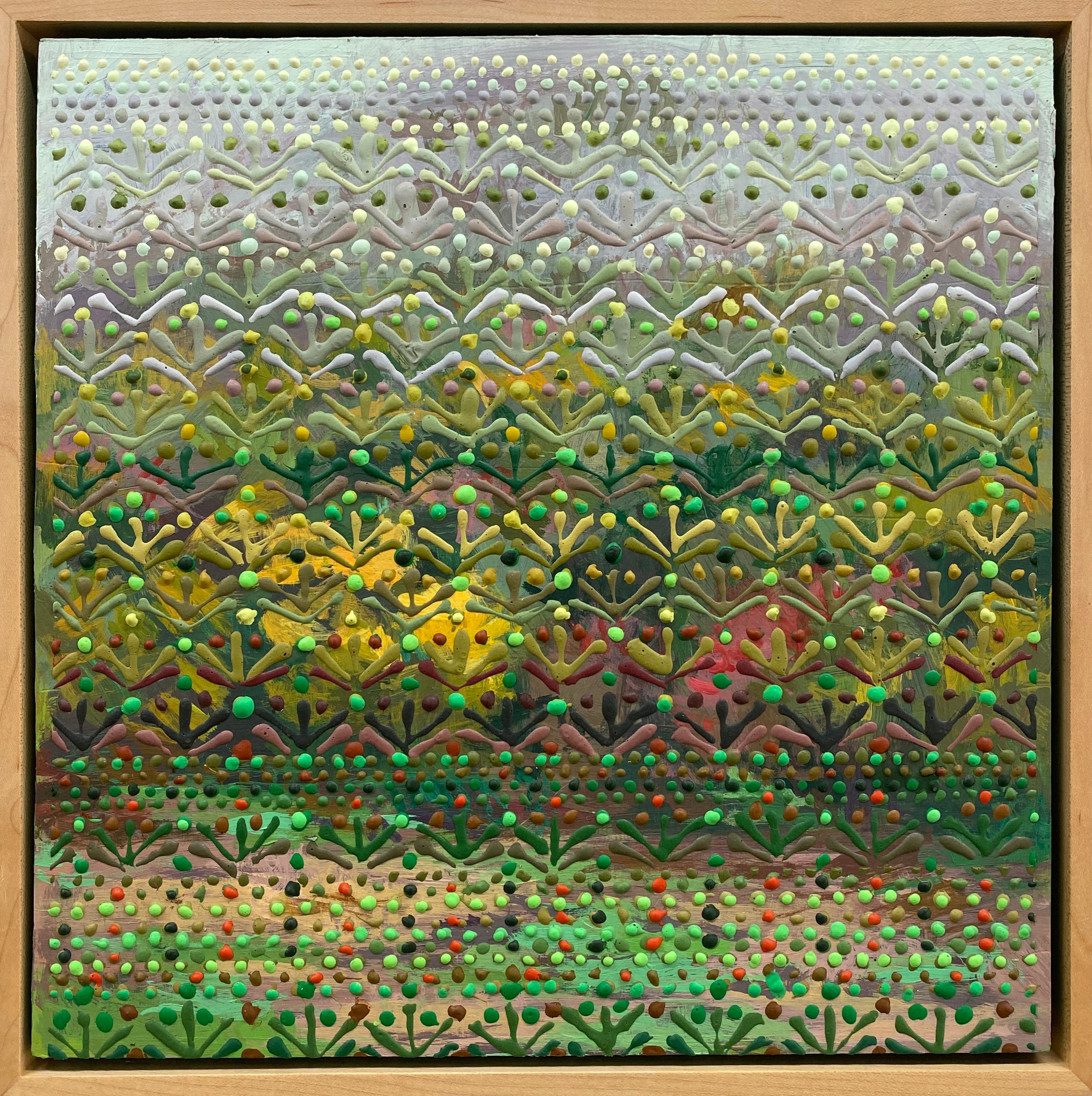 Amanda Joy Brown Abstract Painting - FRAGMENTED LANDSCAPE 4 - Framed Landscape Painting w/ Abstract, Textured Overlay