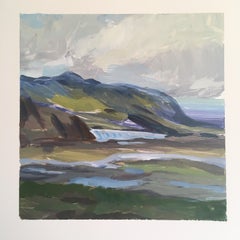 ICELANDIC - Glacier  Rocky Oceanside Painting  Acrylic Paint on Yupo Paper