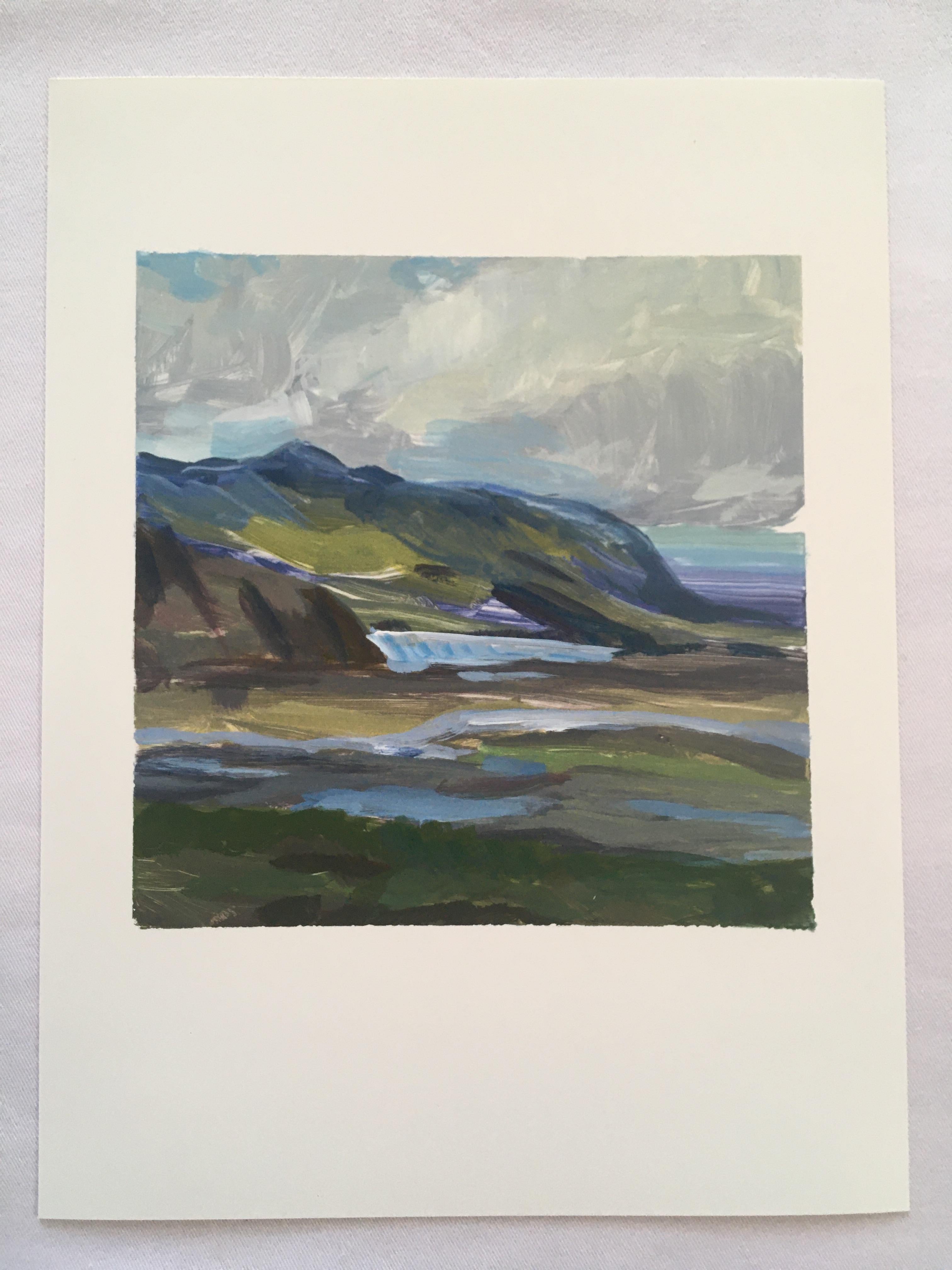 ICELANDIC - Gletscher  Rocky Oceanside-Gemälde  Acrylfarbe auf Yupo-Papier (Zeitgenössisch), Painting, von Amanda Joy Brown