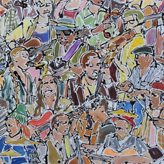 "Musicians" - pattern - colorful - figurative - drip painting