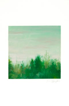 Phthalo Green Treeline w/ Clouds | Landscape Painting | Oil on Arches Oil Paper