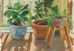 Porch Plants | Still-life Painting w/ Backlit Sun | Oil on Arches Oil Paper