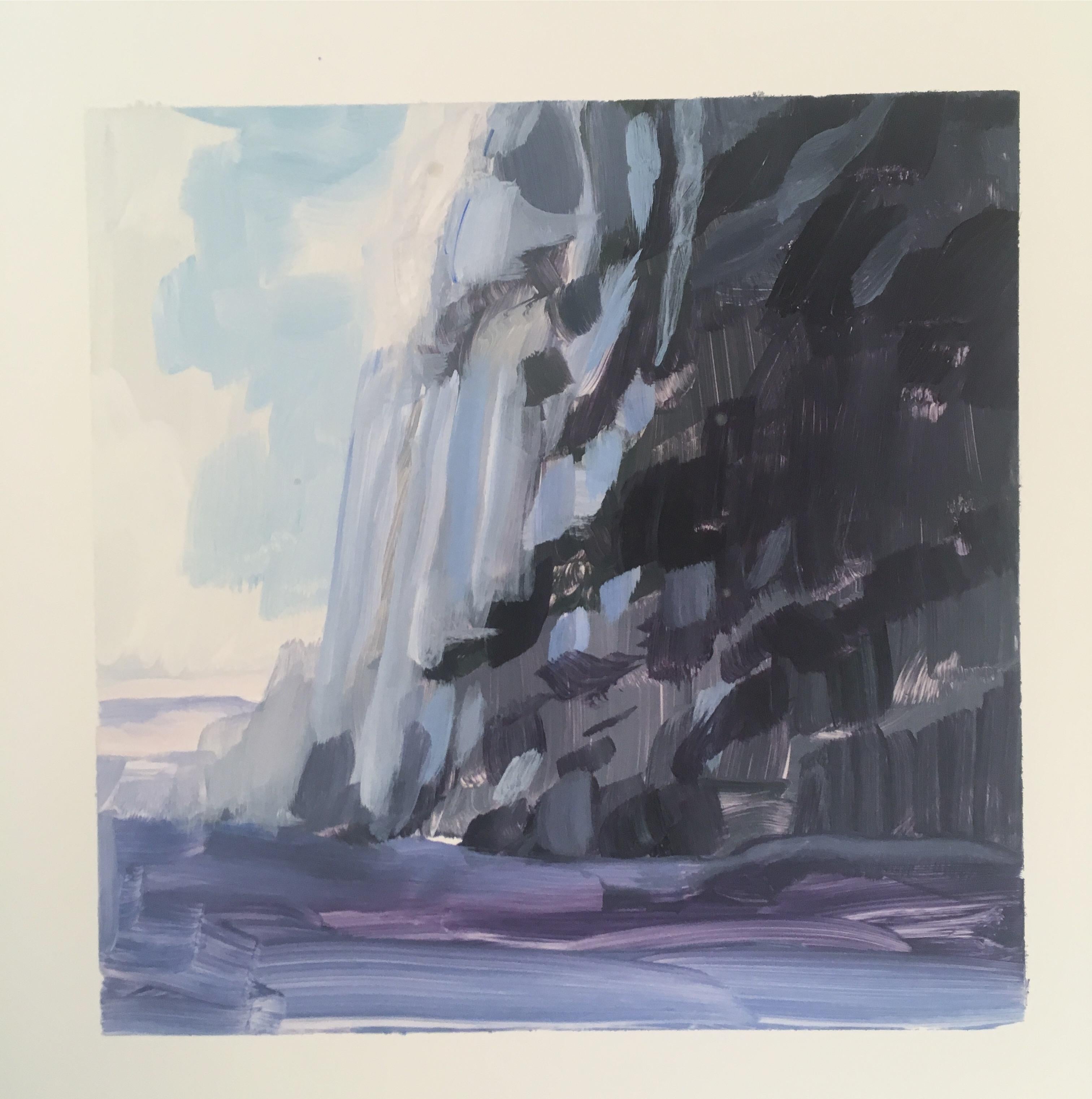 VIK - Peinture de paysage de bord de mer rocheuse, acrylique sur Yupo - Painting de Amanda Joy Brown