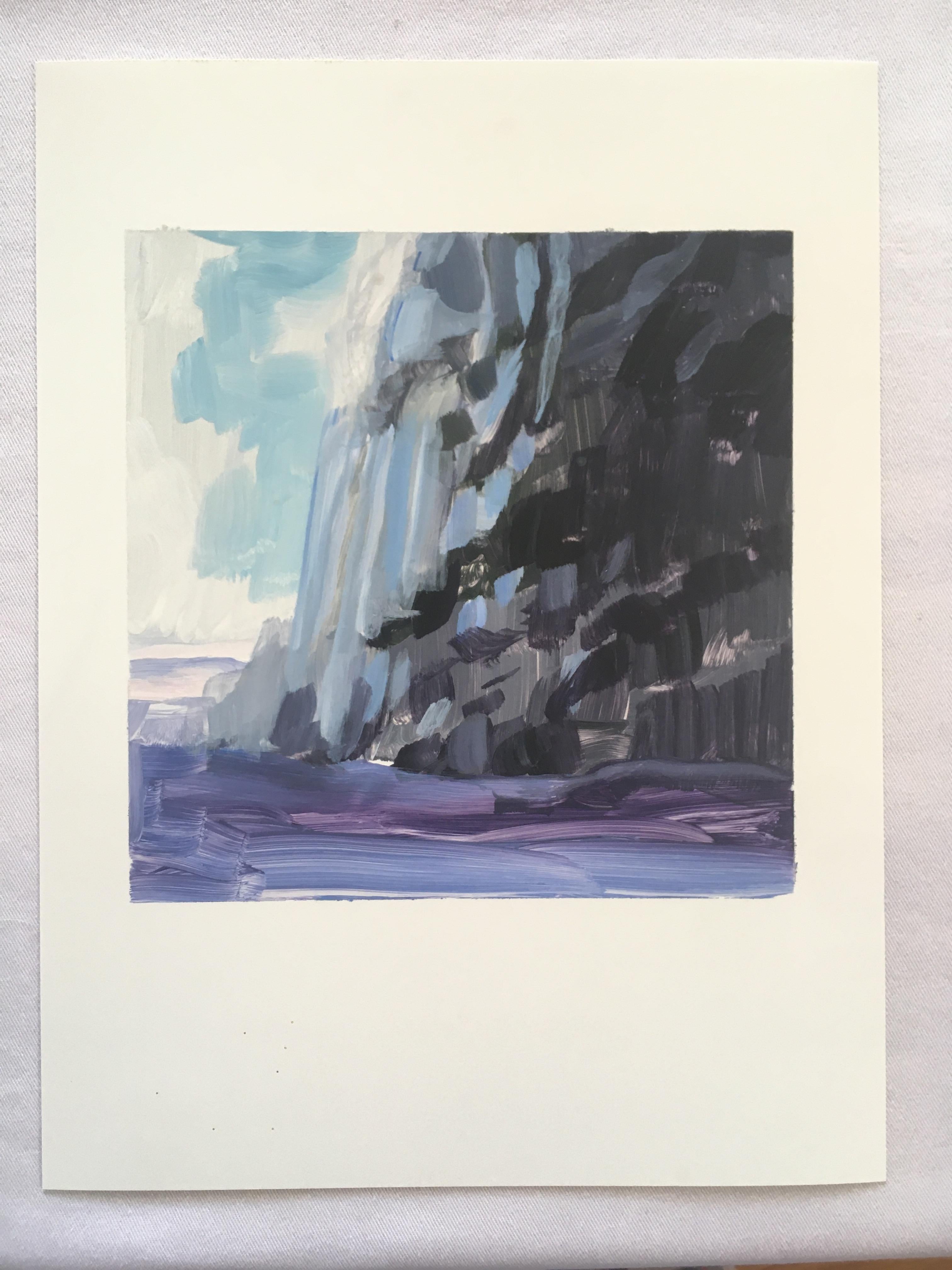 VIK - Peinture de paysage de bord de mer rocheuse, acrylique sur Yupo - Contemporain Painting par Amanda Joy Brown