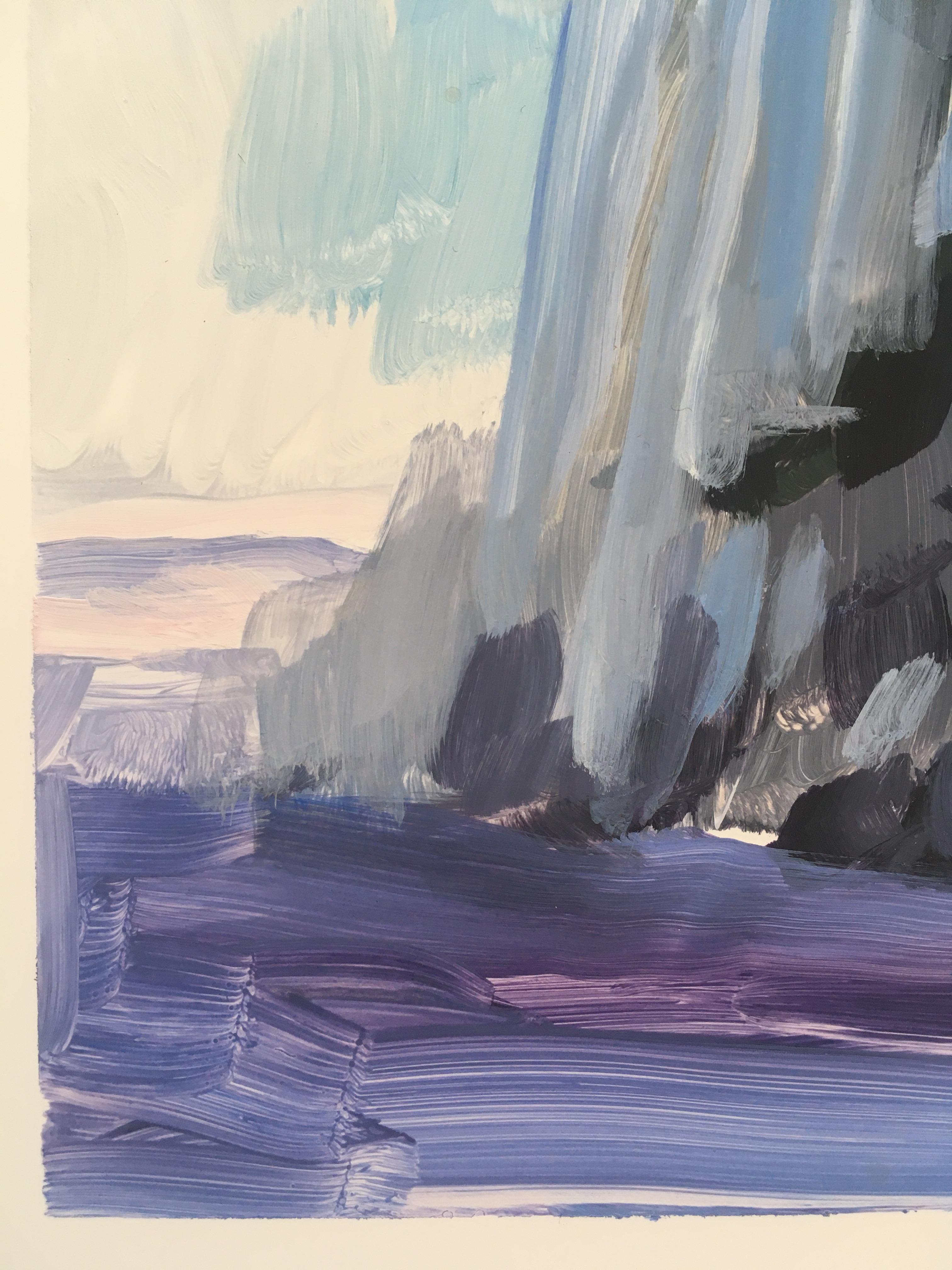 VIK - Rocky Oceanside Landscape Painting, Acrylic on Yupo For Sale 1