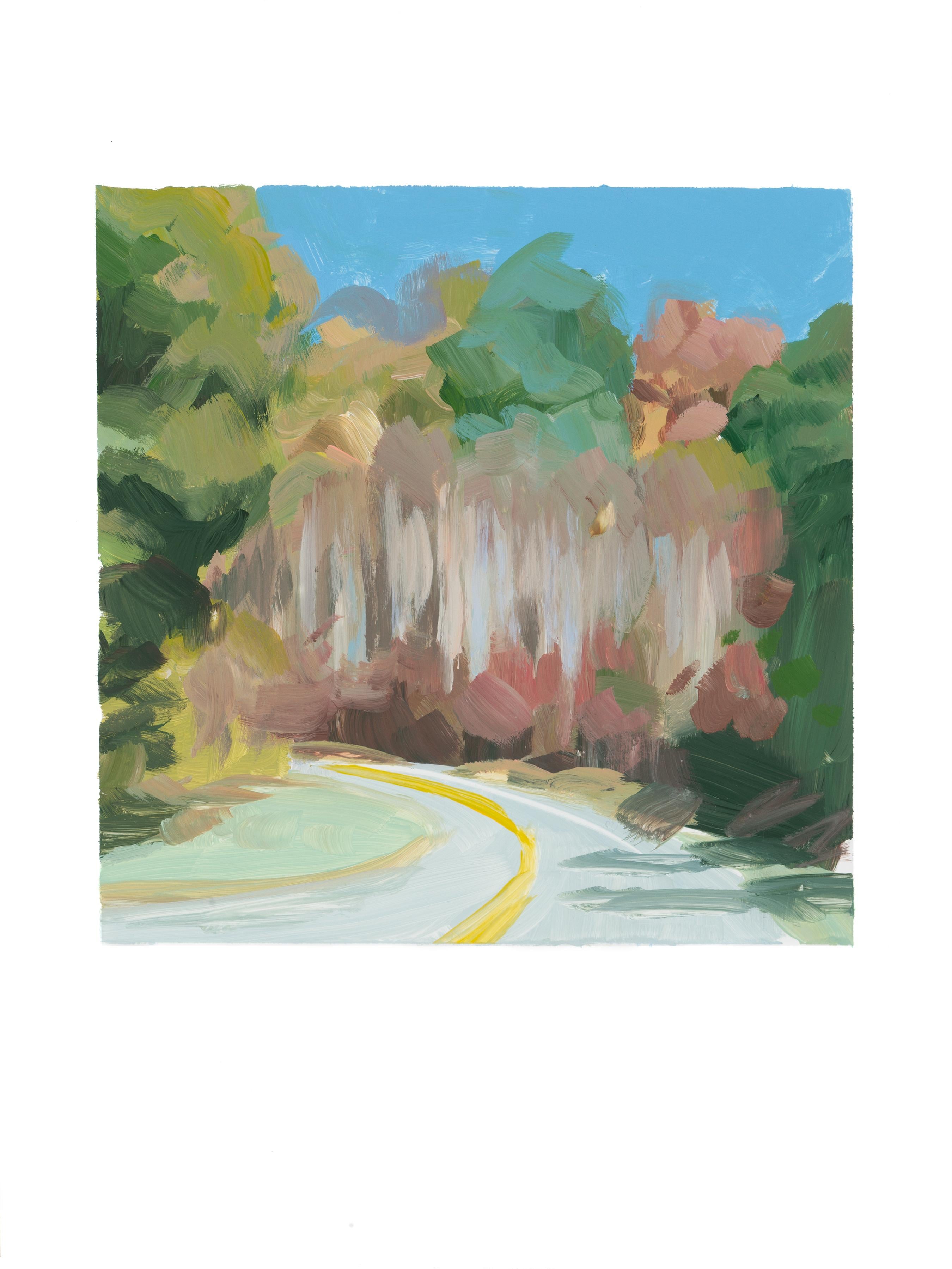 Amanda Joy Brown Landscape Painting - YUPO - Roadside Foliage