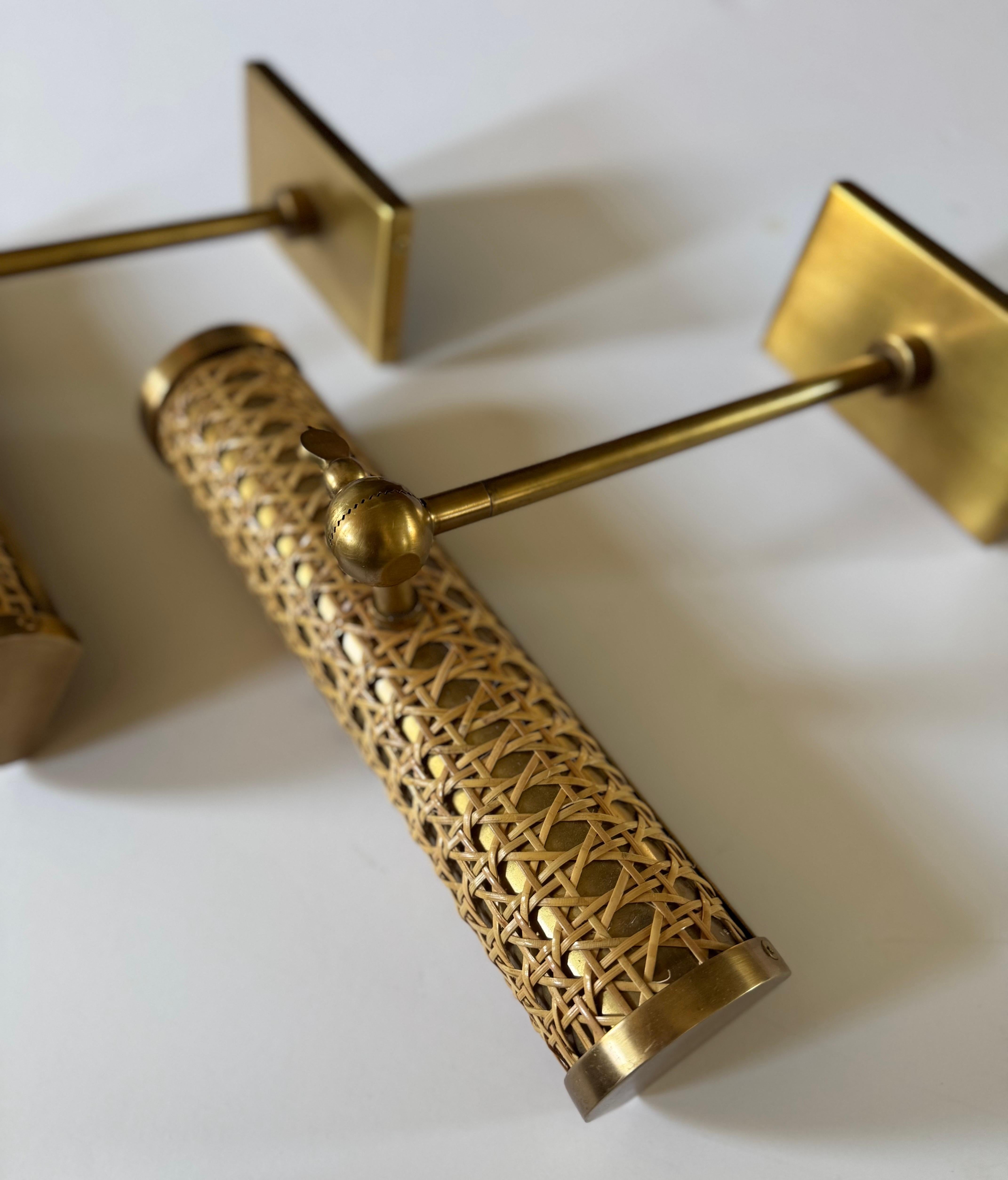Amanda Lindroth, lampade da quadro a canne d'ottone, una coppia In condizioni buone in vendita a New York, NY