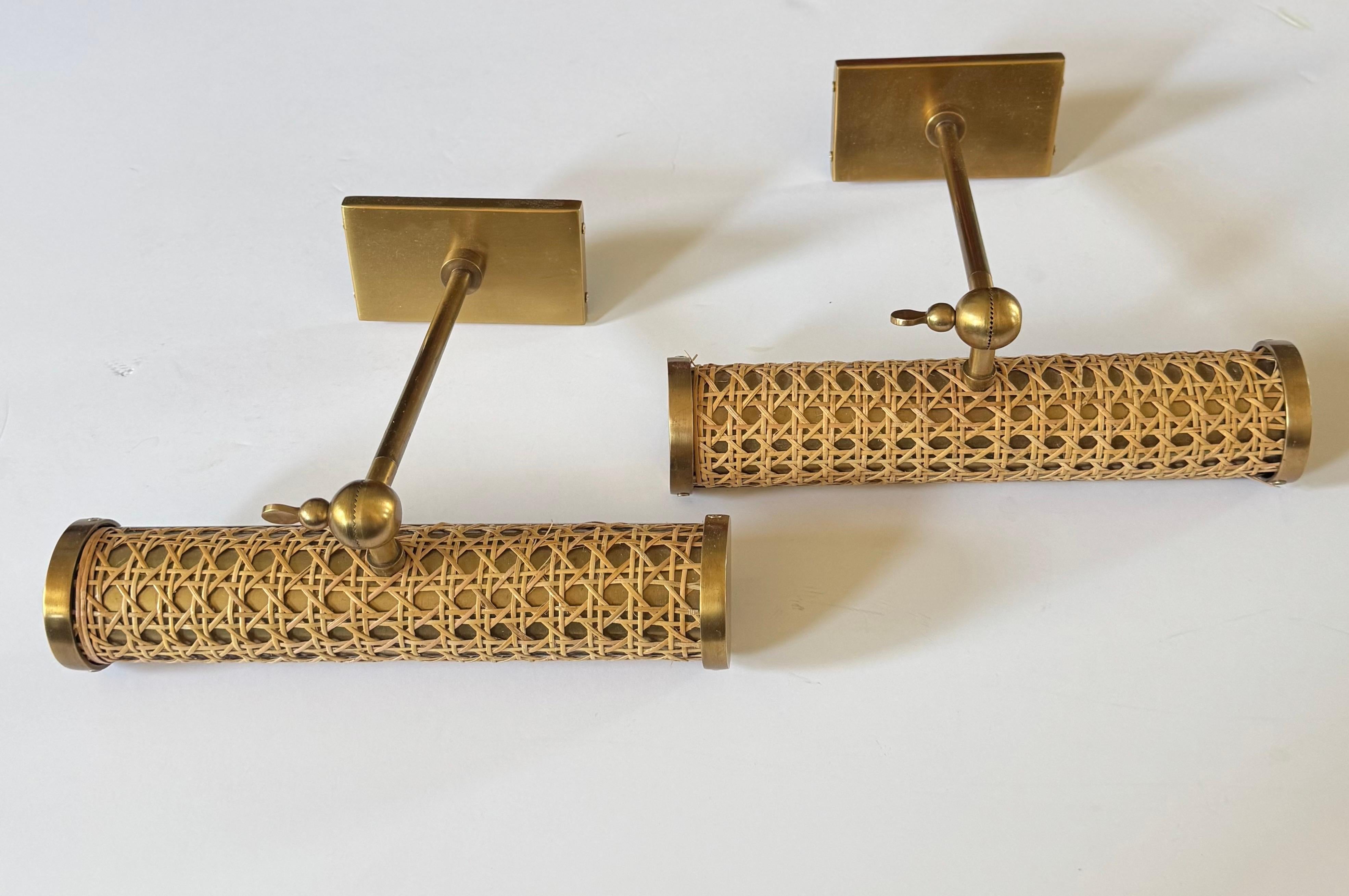 Amanda Lindroth, lampade da quadro a canne d'ottone, una coppia in vendita 4