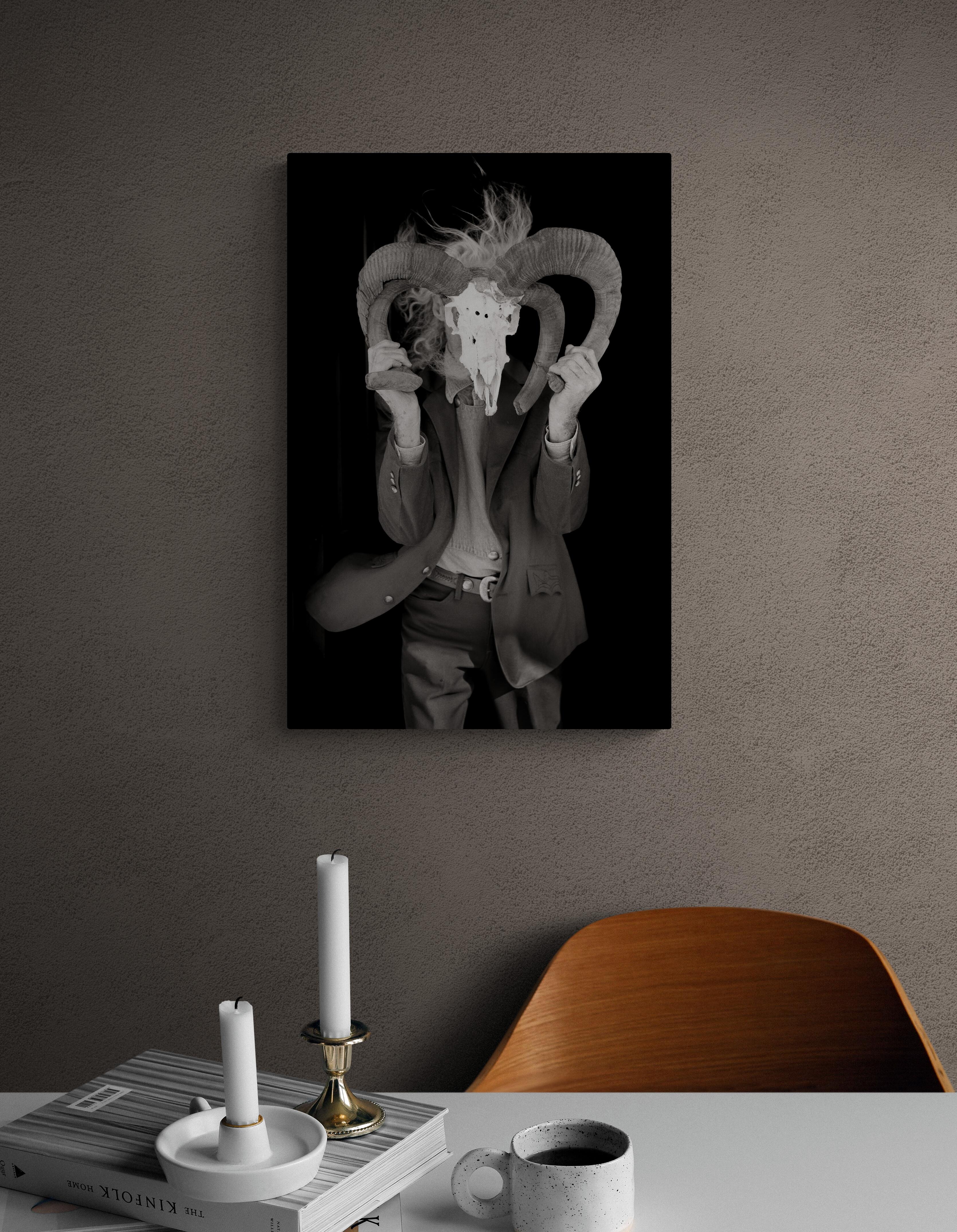 Not Today, Contemporary Black and White Photographic Print on Metal For Sale 2