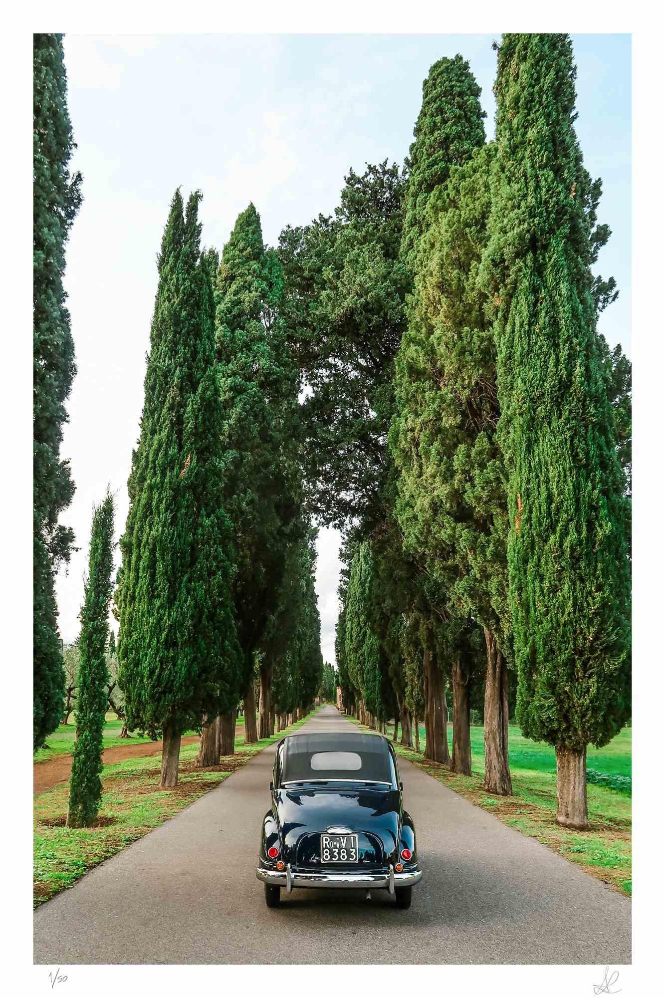 Topolino is a photograph taken by Amanda Ludovisi in 2018.

It represents the car Fiat Topolino in an elegant boulevard. This is a giclée print on Canson Baryta Matt paper. Limited edition of 50 copies.

Monogrammed on the lower right and numbered