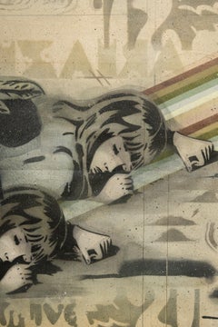 "71", Hand Cut Stencil With Acrylic and Aerosol on Canvas by Mando Marie