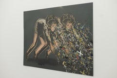 "Could Be Good", Hand cut stencil, vintage imagery acrylic and aerosol by Mando