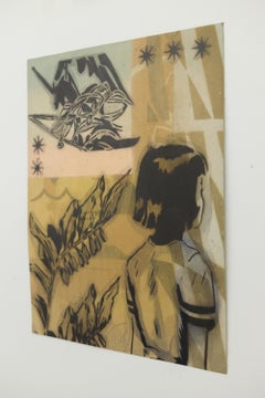 "Garden Dreams", Handgeschnittene Schablone, Vintage-Bilder, Acryl und Aerosol
