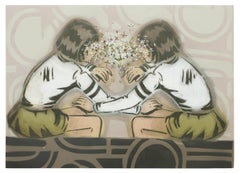 "Let's Trust Each Other", Handgeschnittene Schablone, Vintage-Bilder, Acryl und Aerosol