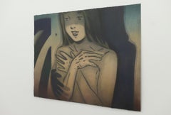 "Me and My Shadow", dreamworld portrait with shadow, spray paint