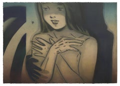 "Me and My Shadow", dreamworld portrait with shadow, spray paint