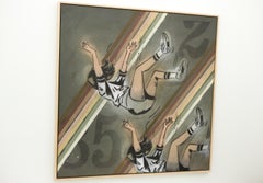 "NOWHERE TO GO BUT DOWN", Plantilla recortada a mano, acrílico de imágenes vintage y aerosol