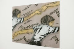"Passing Powers", girl power retro mixed media stencil wall-hanging artwork