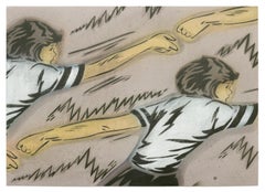 "Passing Powers", girl power retro mixed media stencil wall-hanging artwork