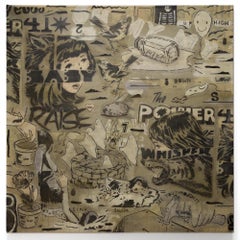 "Power Baby (Reckless Dreams)", Vintage Imagery With Crafted Stencil and Acrylic