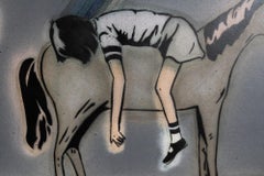 "R-N-R" Stencil, acrylic, aerosol, ink, on canvas