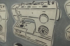 "Raccogli e cuci", stencil tagliato a mano, immagini vintage in acrilico e aerosol