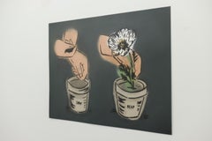 "Sow and Reap", growing and optimism, flower in pot painting