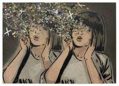 "The Superverse", twin imagery, girlhood spray paint and stencil by Mando Marie