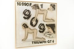 "TRIUMPH", stencil tagliato a mano, immagini vintage acriliche e aerosol