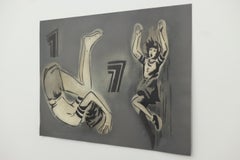 "Upsie Downsie", Handgeschnittene Schablone, Vintage-Bilder Acryl und Aerosol