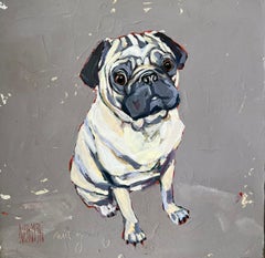 Not Me!  Expressive Pug Painting in a Clever, Playful Style Evokes Emotion