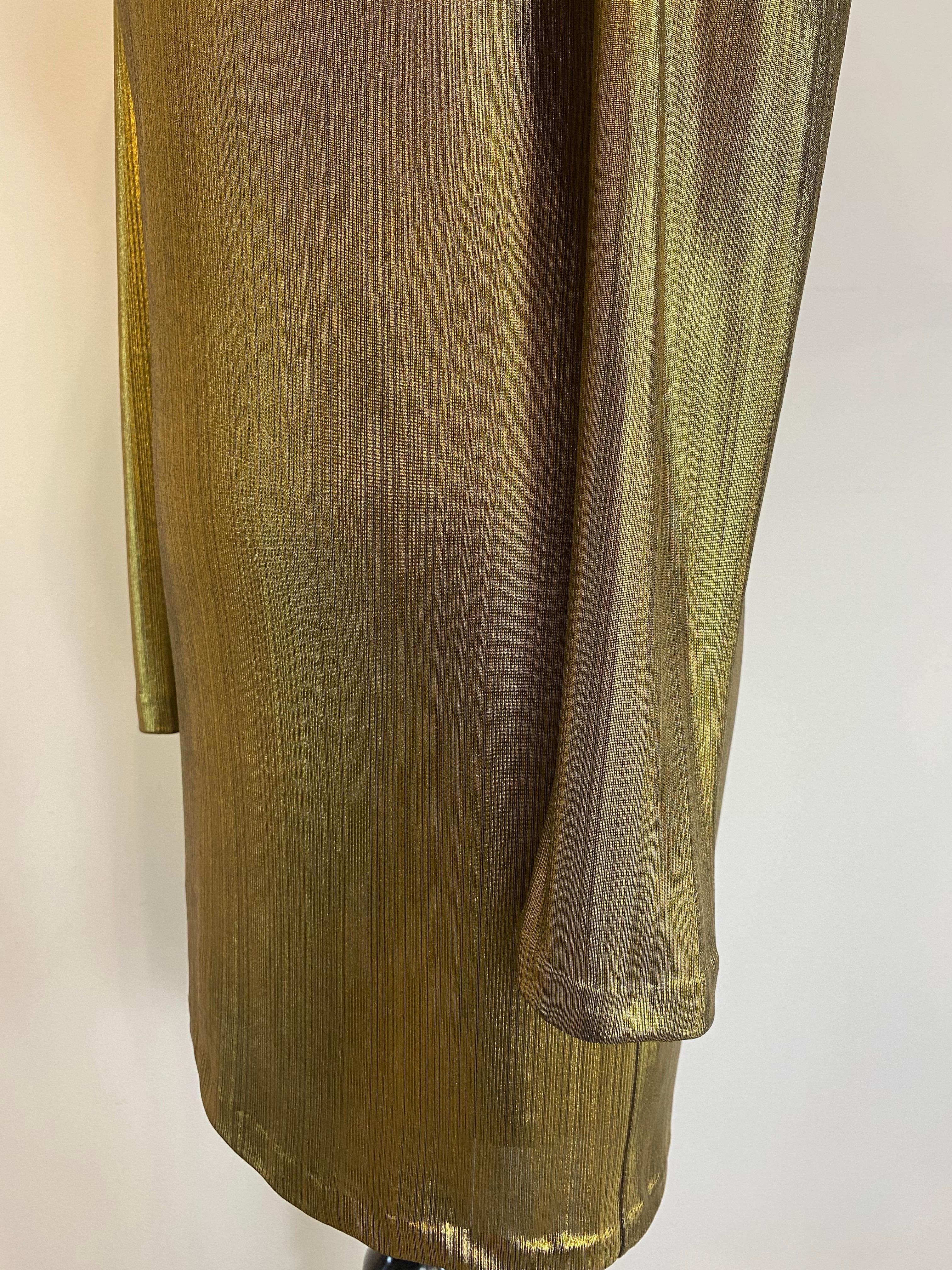 Amanda Uprichard Gold Dress with Padded Shoulders Excellent état - En vente à Carnate, IT